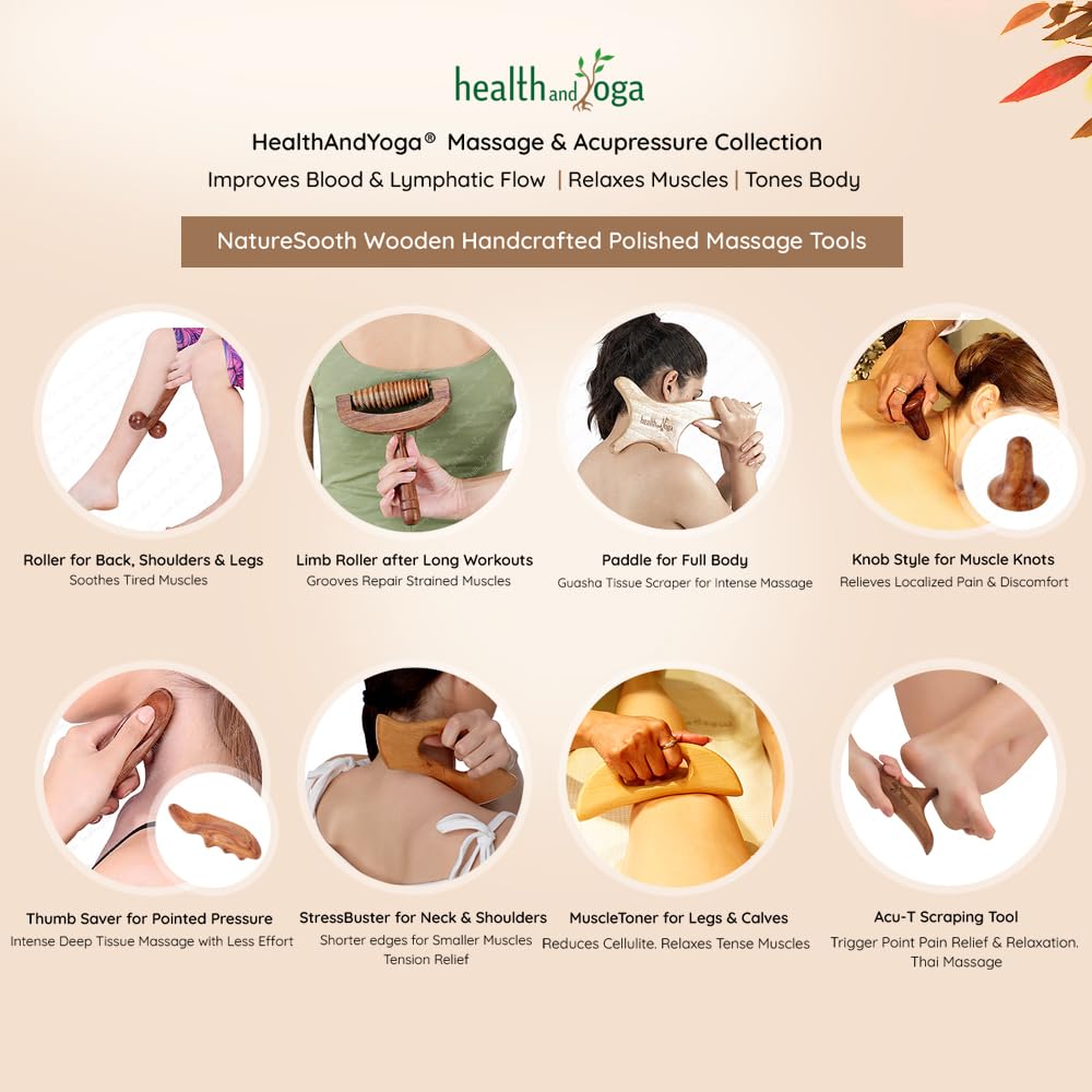 NatureSooth Handcrafted Wood Thumb Saver Massager - Effective Deep Tissue & Trigger Point Massager for Pain Relief - Skin Friendly and Earth-friendly