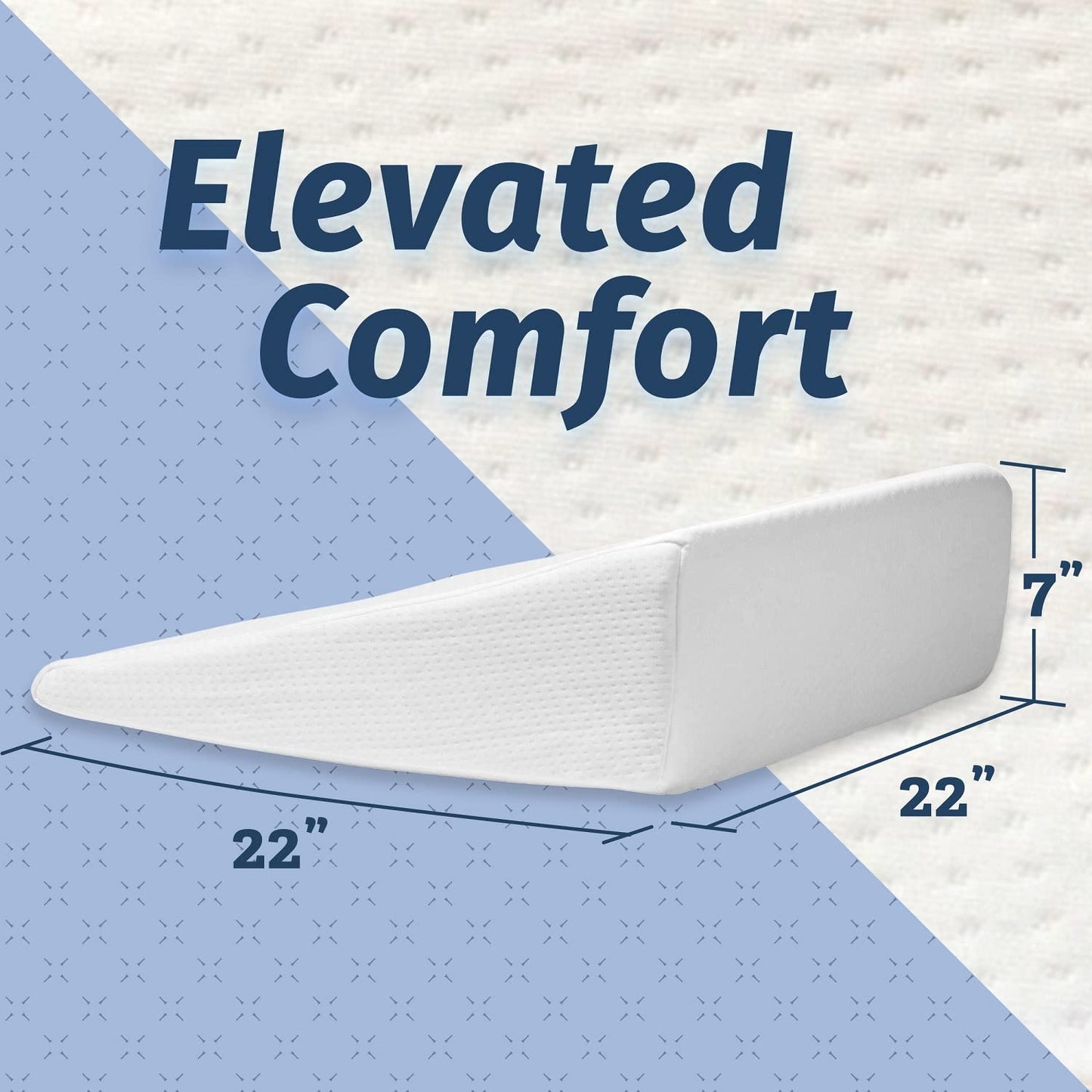 Abco Tech Bed Wedge Pillow with Memory Foam Top - Reduce Neck and Back Pain, Snoring, and Respiratory Problems - Ideal for Sleeping, Reading, Rest, or Elevation - Breathable and Washable Cover - 7in