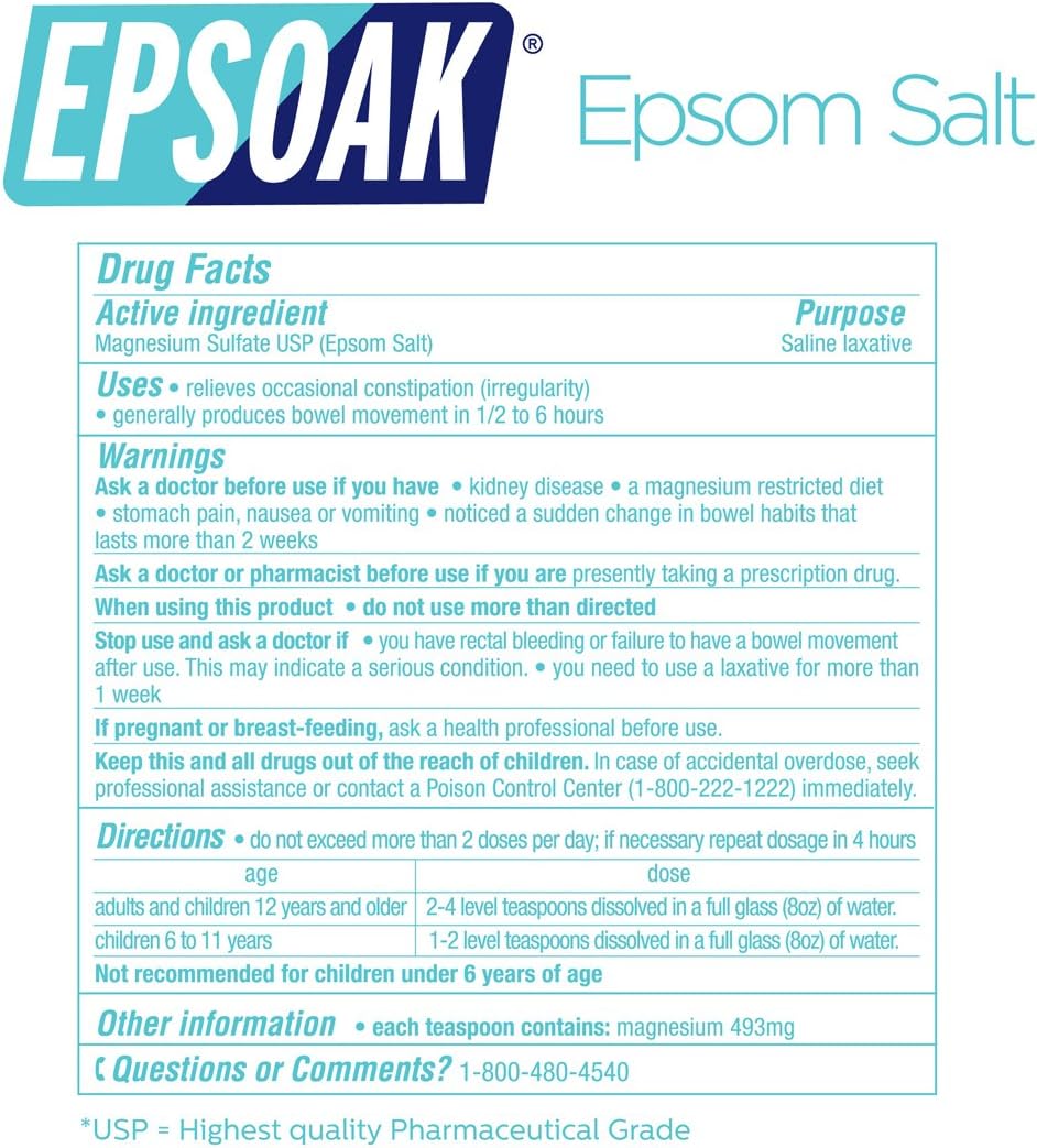 Epsoak Epsom Salt 5 Lbs - 100% Pure Magnesium Sulfate, Made in USA