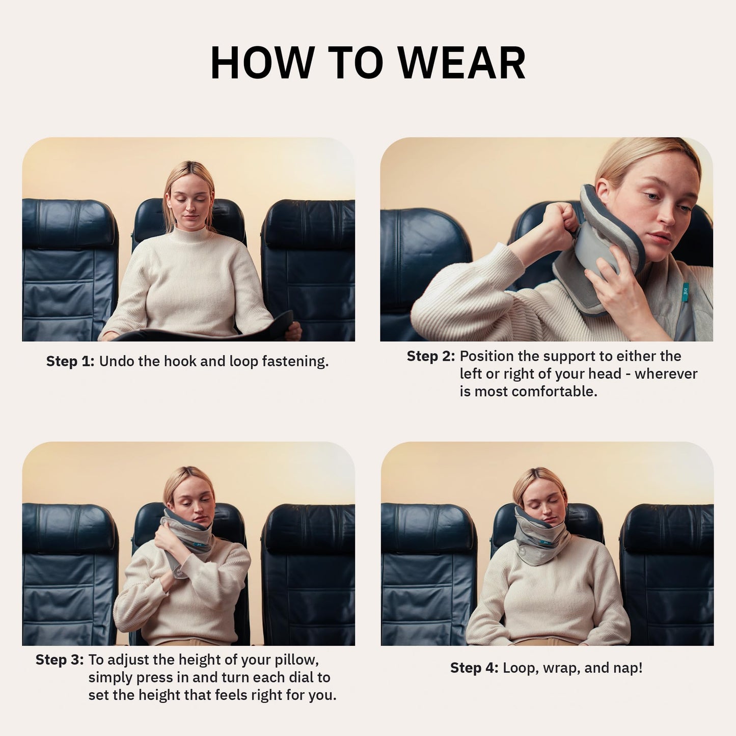 Trtl Pillow Plus - Adjustable Neck Pillow for Airplane Travel - Travel Pillow with Luxury Foam Padding for Head and Neck Support - Lightweight - Machine Washable - Waterproof Carry Bag - Charcoal