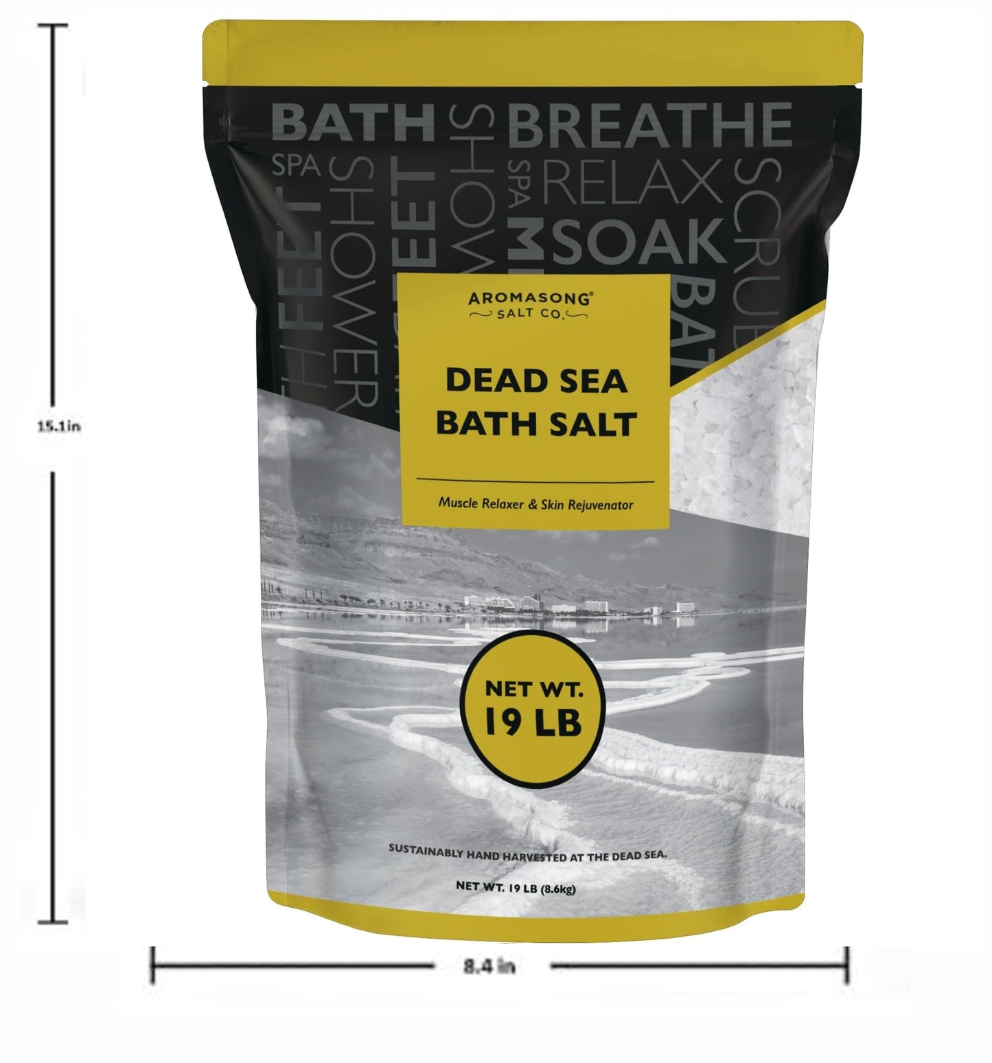 Dead Sea Salt - Spa Bath Salt - 19 Lbs Fine Grain Large Bulk Resealable Pack - 100% Pure & Natural - Used for Body wash Scrub - Soak for Women & Men for Skin Issues.