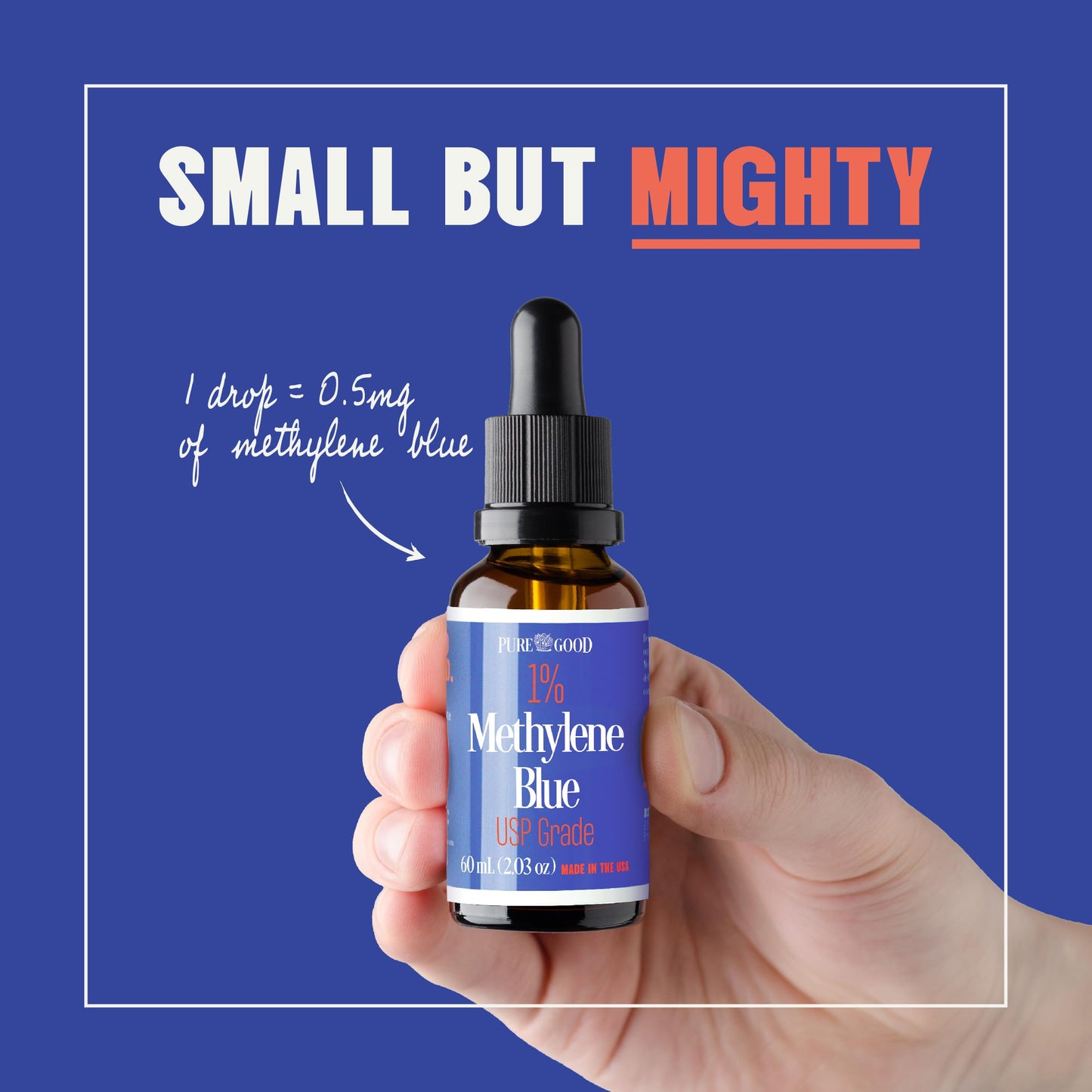 2 Pack Pharmaceutical Grade Methylene Blue 1% (60 mL), Third-Party Tested USP-Grade Methylene Blue for Humans, Formaldehyde and Alcohol Free Methylene Blue Pharmaceutical Grade in Amber Dropper Bottle