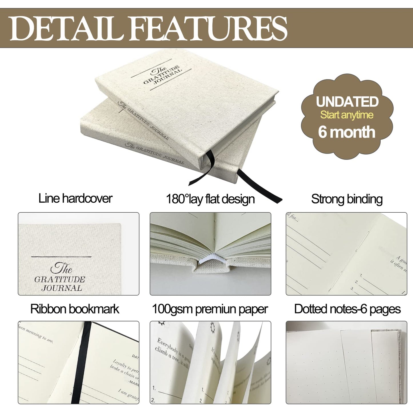 Daily Gratitude Journal for Women, Undated Daily Journal for Manifestation, Reflection & Affirmation