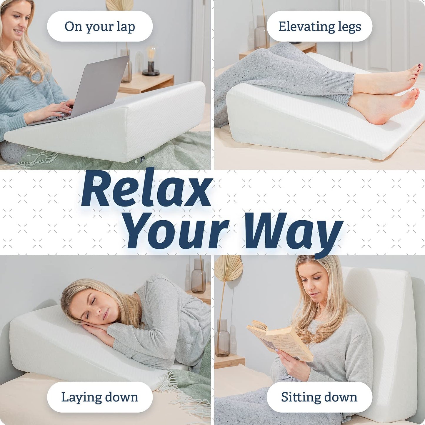 Abco Tech Bed Wedge Pillow with Memory Foam Top - Reduce Neck and Back Pain, Snoring, and Respiratory Problems - Ideal for Sleeping, Reading, Rest, or Elevation - Breathable and Washable Cover - 7in