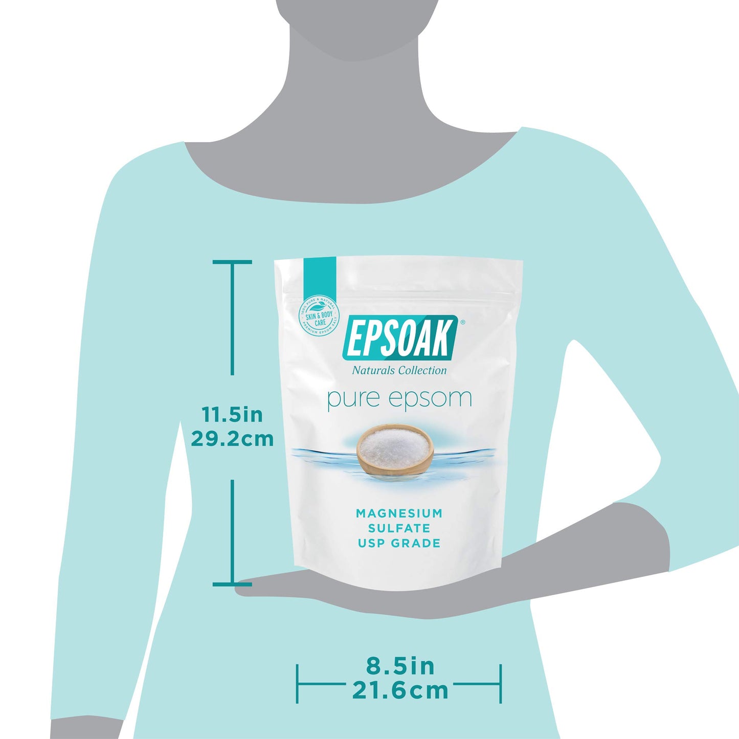 Epsoak Epsom Salt 5 Lbs - 100% Pure Magnesium Sulfate, Made in USA