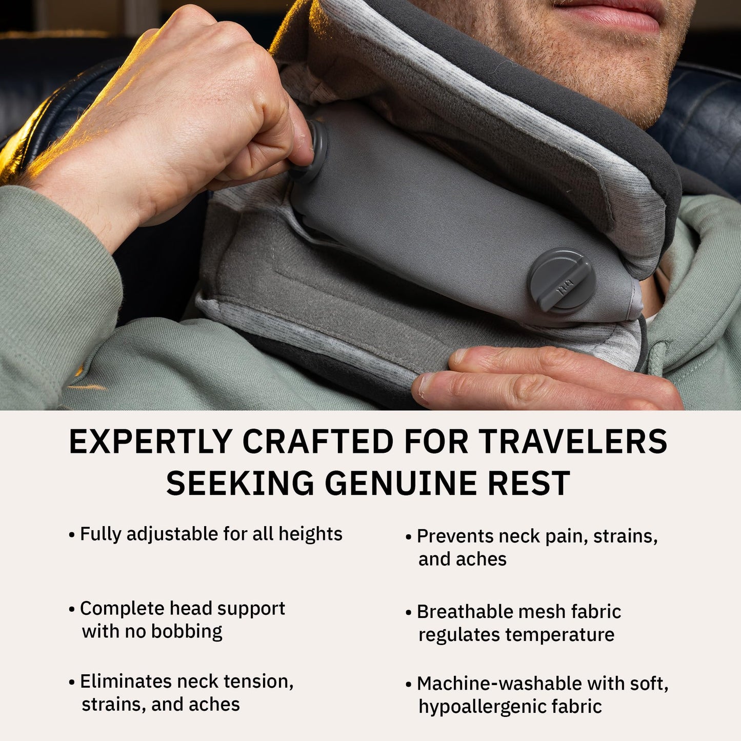 Trtl Pillow Plus - Adjustable Neck Pillow for Airplane Travel - Travel Pillow with Luxury Foam Padding for Head and Neck Support - Lightweight - Machine Washable - Waterproof Carry Bag - Charcoal