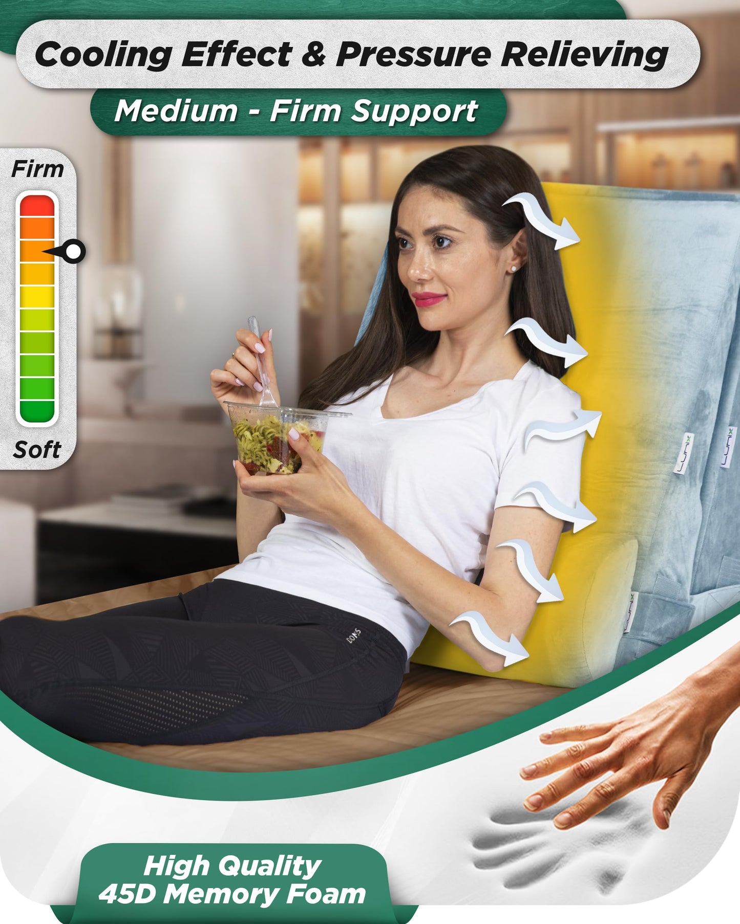 Lunix LX13 6pcs Orthopedic Bed Wedge Pillow Set, Post Surgery Memory Foam for Back, Neck and Leg Pain Relief, Sitting Pillow, Comfortable and Adjustable Pillows Acid Reflux and GERD for Sleeping Navy