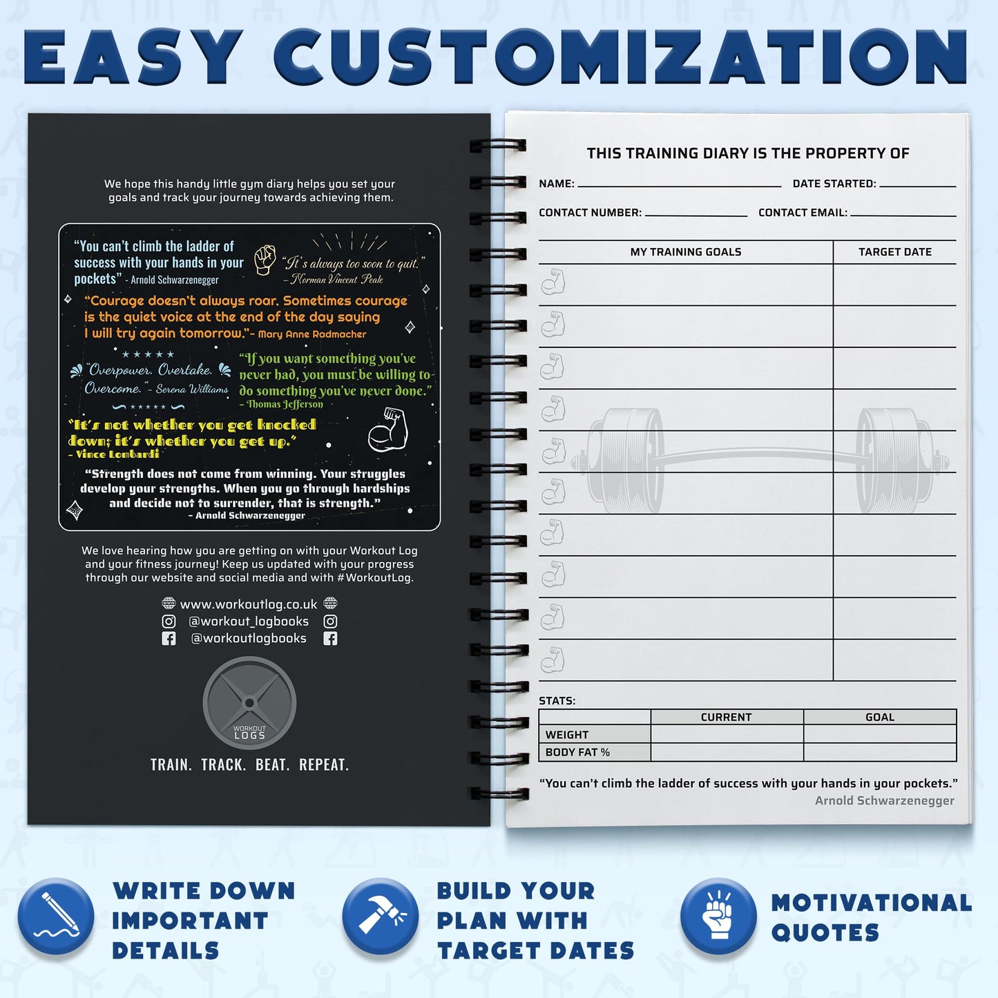 Workout Planner for Daily Fitness Tracking & Goals Setting - A5 Size, 6” x 8”, Charcoal Gray - Men & Women Personal Home & Gym Training Diary - Log Book Journal - by Workout Log Gym