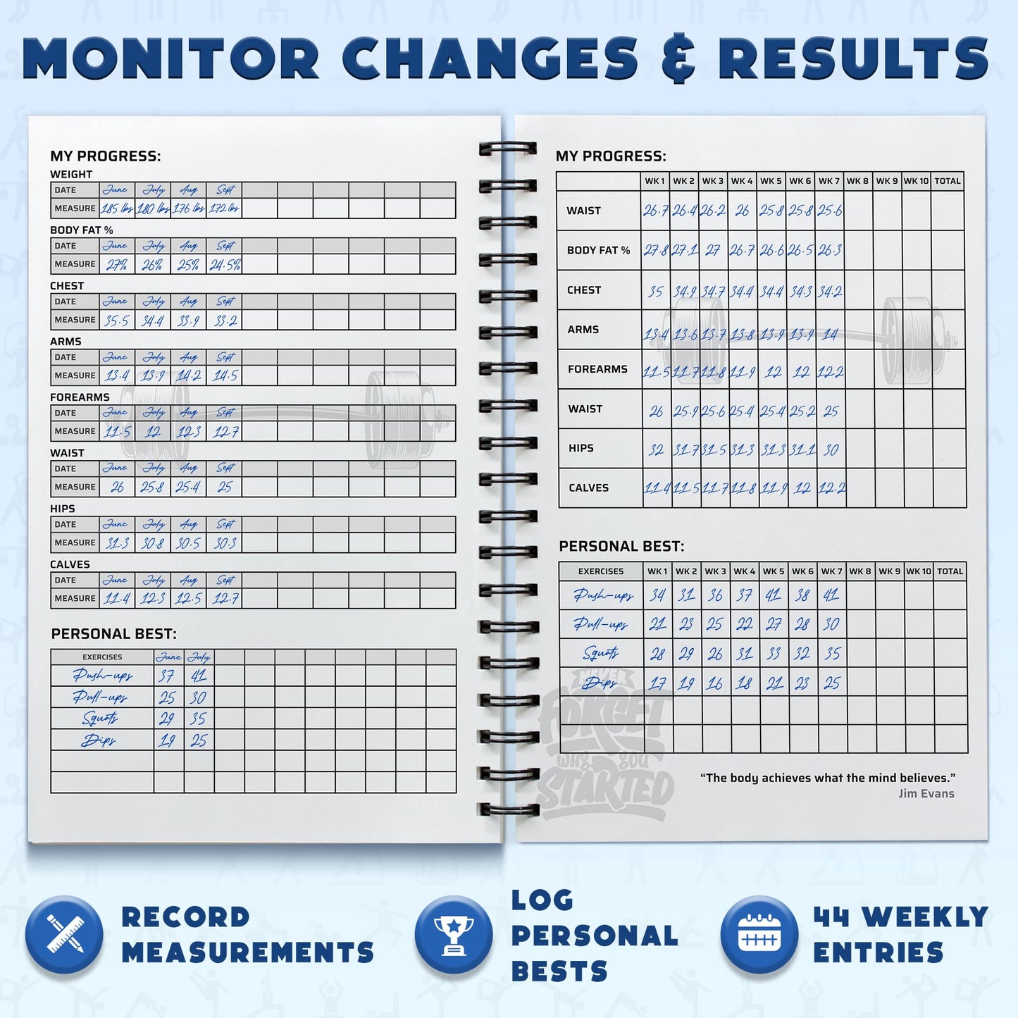 Workout Planner for Daily Fitness Tracking & Goals Setting - A5 Size, 6” x 8”, Charcoal Gray - Men & Women Personal Home & Gym Training Diary - Log Book Journal - by Workout Log Gym