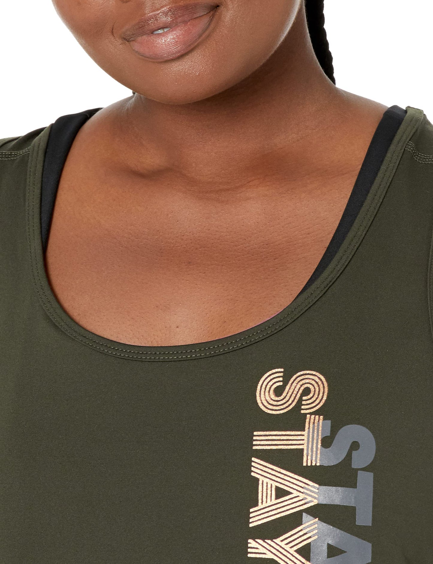 C9 Champion Women's Graphic Tank, Bottle Green/STAY COMMITTED