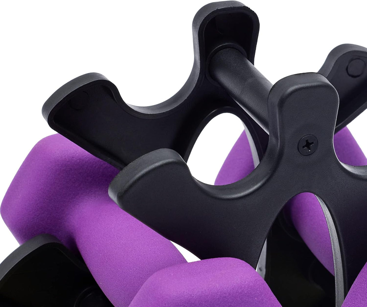Amazon Basics Neoprene Hexagon Dumbbell Set with Stand; 20lbs total weight, Set of 6 (2, 3, 5 pound weights)