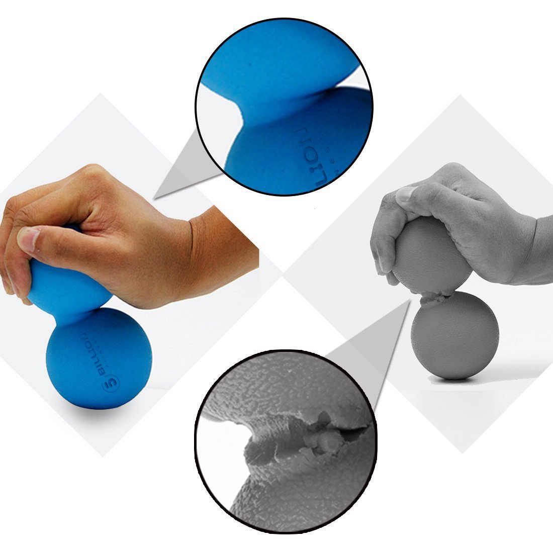 Massage Ball,5Billion Fitness Lacrosse Massage Ball for Deep Tissue Trigger Point,Peanut Massage Roller Ball for Back Leg Muscle Pain Relief Physical Therapy(Blue)