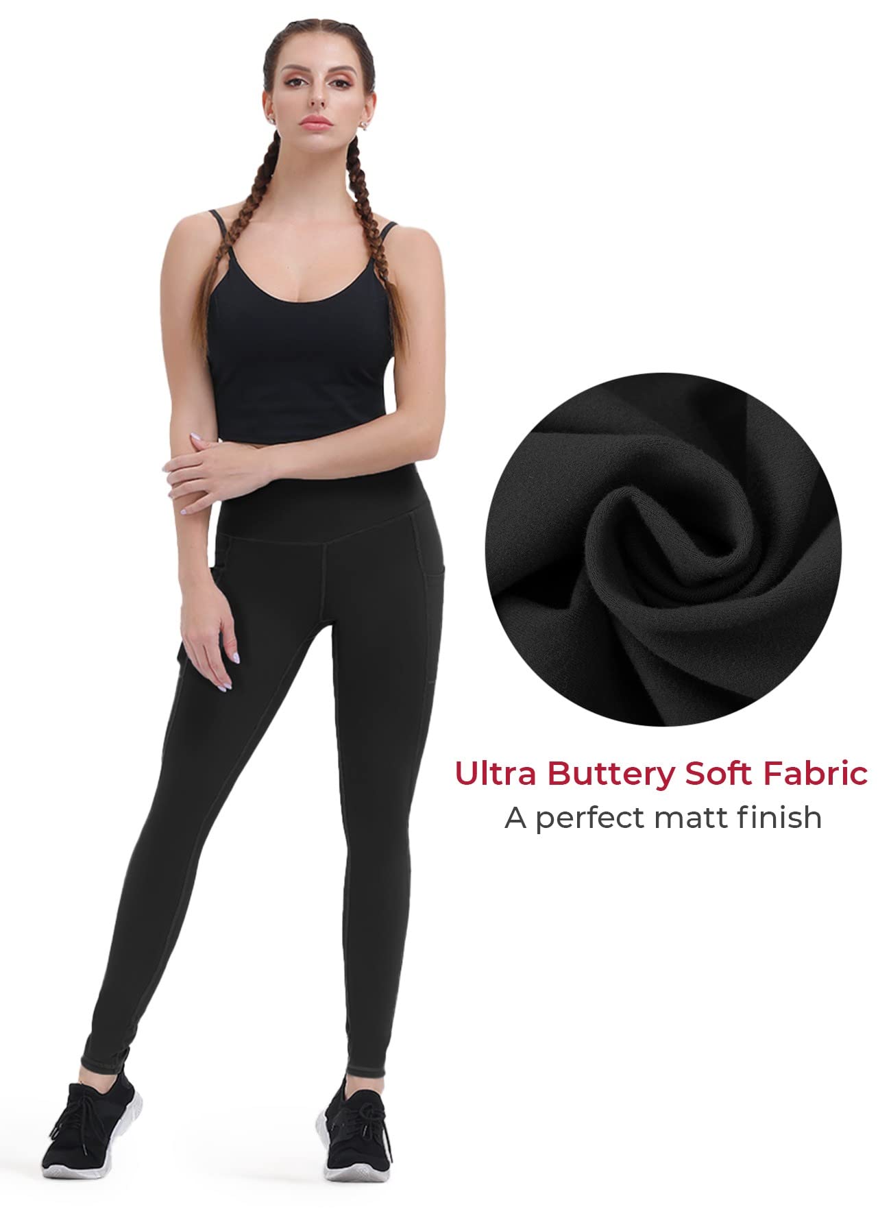 ALONG FIT Yoga Pants with Pockets for Women Tummy Control Yoga Leggings Training 2 Pack