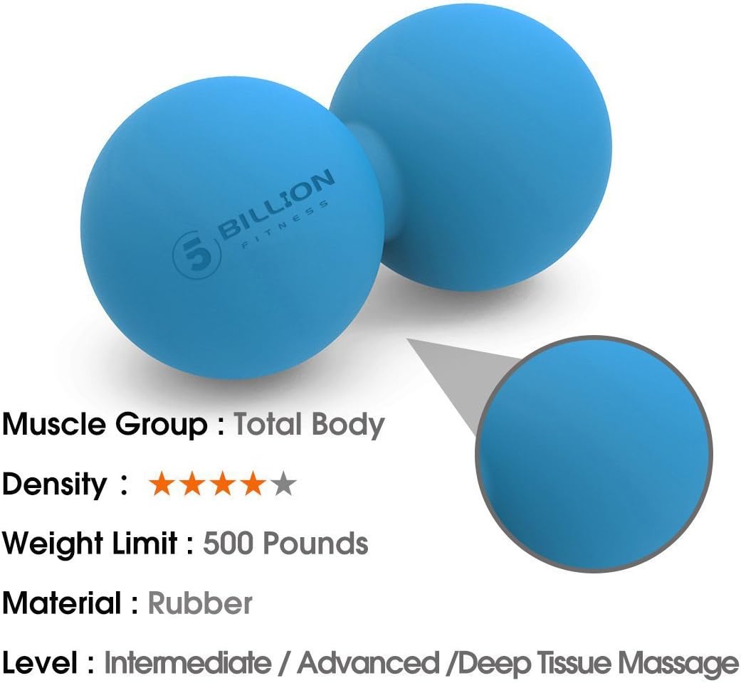 Massage Ball,5Billion Fitness Lacrosse Massage Ball for Deep Tissue Trigger Point,Peanut Massage Roller Ball for Back Leg Muscle Pain Relief Physical Therapy(Blue)