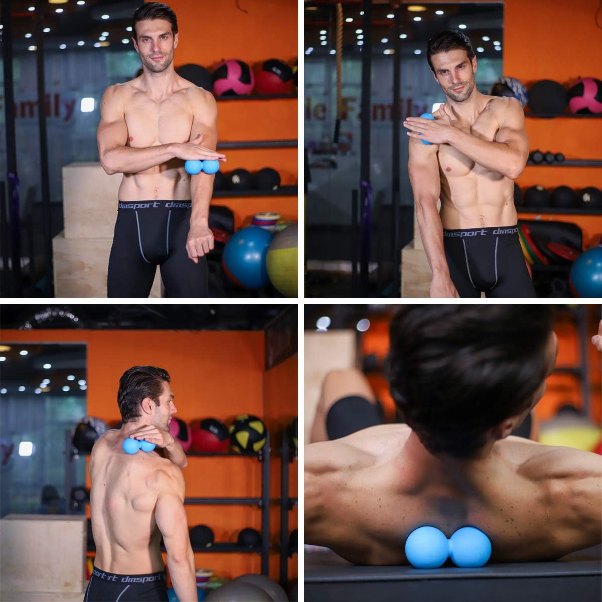 Massage Ball,5Billion Fitness Lacrosse Massage Ball for Deep Tissue Trigger Point,Peanut Massage Roller Ball for Back Leg Muscle Pain Relief Physical Therapy(Blue)