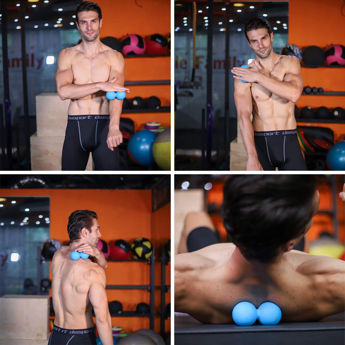 Massage Ball,5Billion Fitness Lacrosse Massage Ball for Deep Tissue Trigger Point,Peanut Massage Roller Ball for Back Leg Muscle Pain Relief Physical Therapy(Blue)