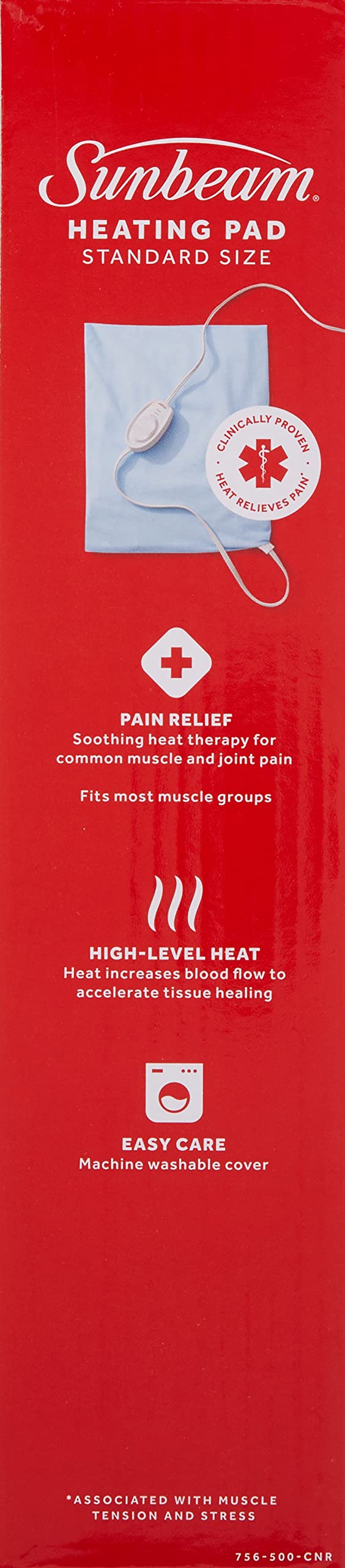 Sunbeam Heating Pad with Arthritis Controller - Neck & Shoulder Electric Heating Pad for Targeted Pain Relief, 3 Heat Settings, Machine Washable, 12 x 15 inch