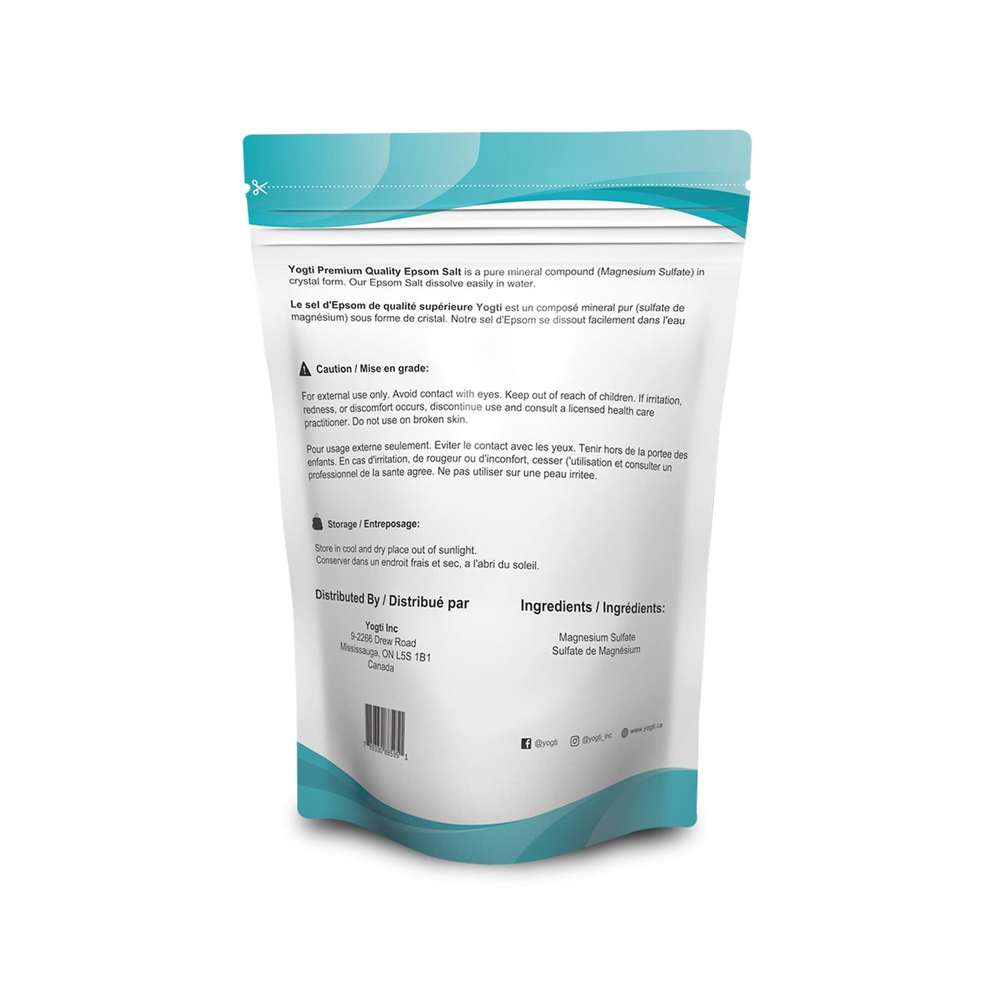 Yogti Natural Epsom Salt- Canadian Brand 10 pound