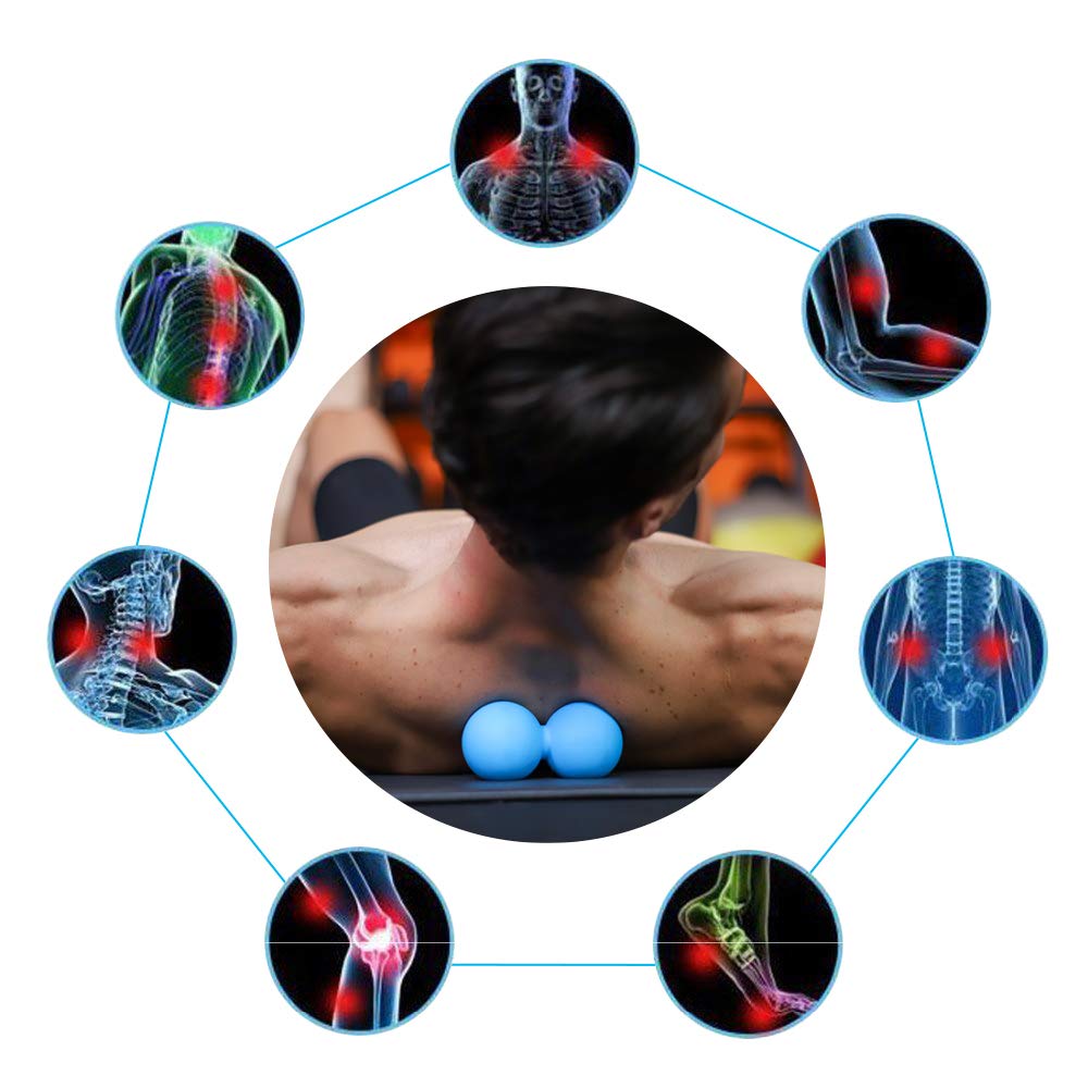 Massage Ball,5Billion Fitness Lacrosse Massage Ball for Deep Tissue Trigger Point,Peanut Massage Roller Ball for Back Leg Muscle Pain Relief Physical Therapy(Blue)