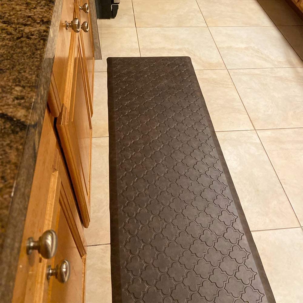 HEBE Oversized Anti Fatigue Comfort Mats for Kitchen Floor Standing Desk Non Slip Thick Cushioned Kitchen Floor Mats Runner Waterproof Kitchen Rugs Heavy Duty Comfort Standing Mats,20"x60",Brown