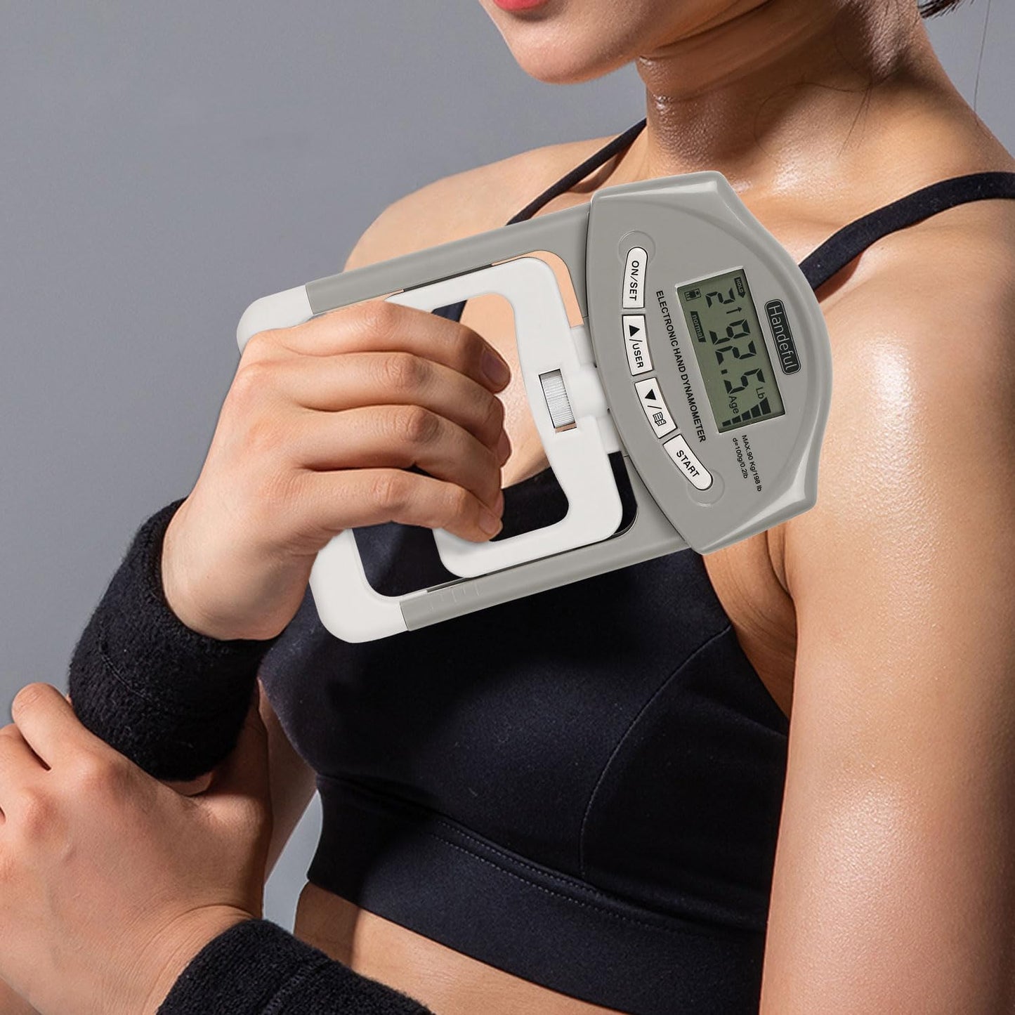 Handeful Hand Dynamometer Grip Strength Trainer - Electronic Hand Grip Strength Tester Grip Strengthener Hand Exerciser Meter Digital Hand Grip Training Gauge 198Lbs / 90Kgs