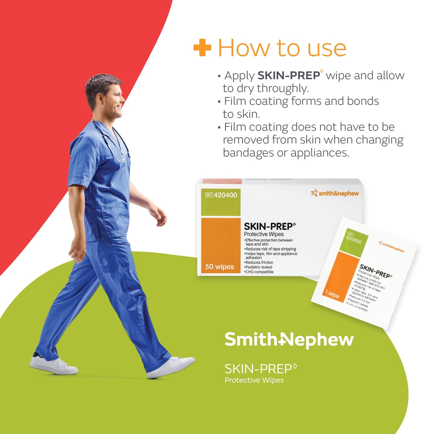 Smith & Nephew Skin-Prep Protection Dressing Wipes - 50 Count Box