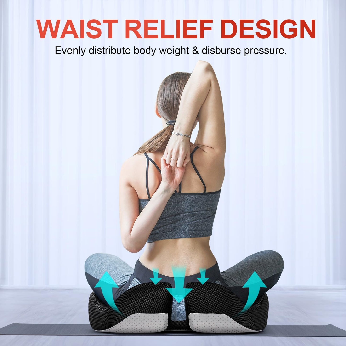 Benazcap X Large Memory Seat Cushion for Office Chair Ergonomic Cushions Butt Pillow for Pressure Relief Sciatica & Pain Relief Memory Foam for Long Sitting for Gaming Chair and Car Seat