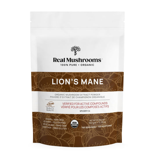 Real Mushrooms Lion’s Mane Powder - Organic Lions Mane Mushroom Extract with Immunomodulating Properties & Antioxidants - Vegan Mushroom Supplement, 60 Servings