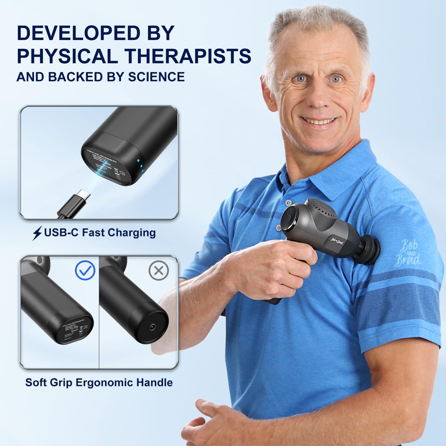 BOB AND BRAD C2 Massage Gun, Powerful Massager Gun for Athletes, Percussion Massage Gun, Portable Hand held Electric Massager for Back, Gifts for Men Women