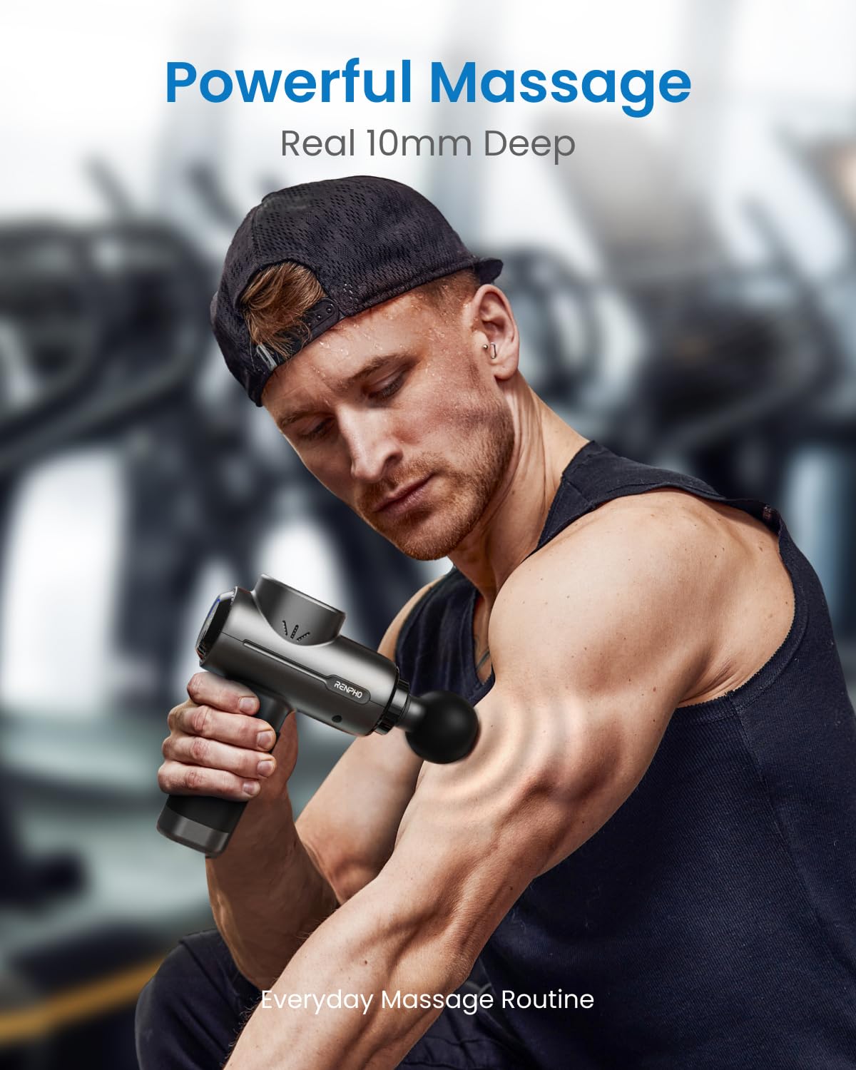 RENPHO Massage Gun, Powerful Massager Gun for Athletes, Percussion Massage Gun, Portable Hand held Electric Massager for Back, Carry Case, Gifts for Men Women, Active