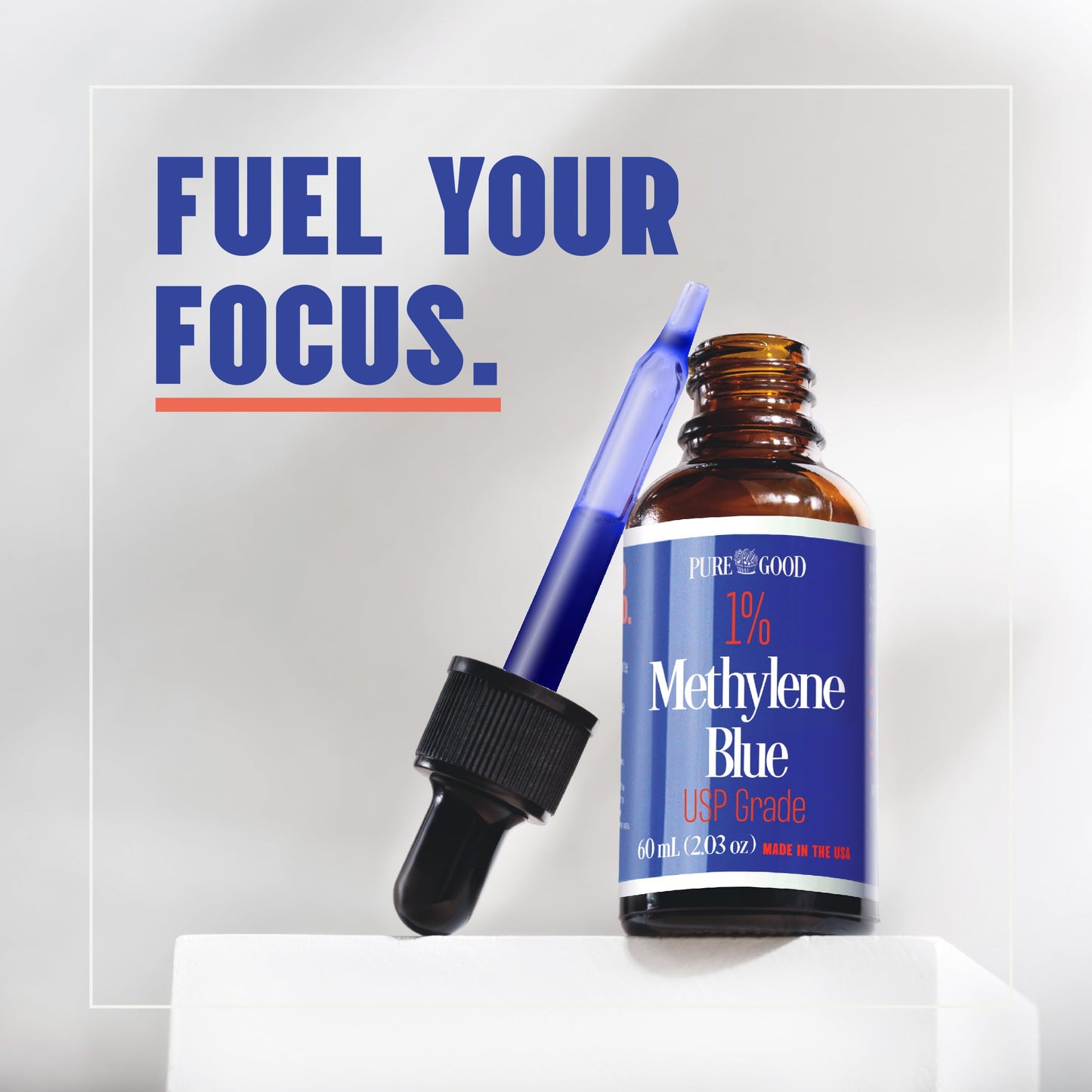 2 Pack Pharmaceutical Grade Methylene Blue 1% (60 mL), Third-Party Tested USP-Grade Methylene Blue for Humans, Formaldehyde and Alcohol Free Methylene Blue Pharmaceutical Grade in Amber Dropper Bottle