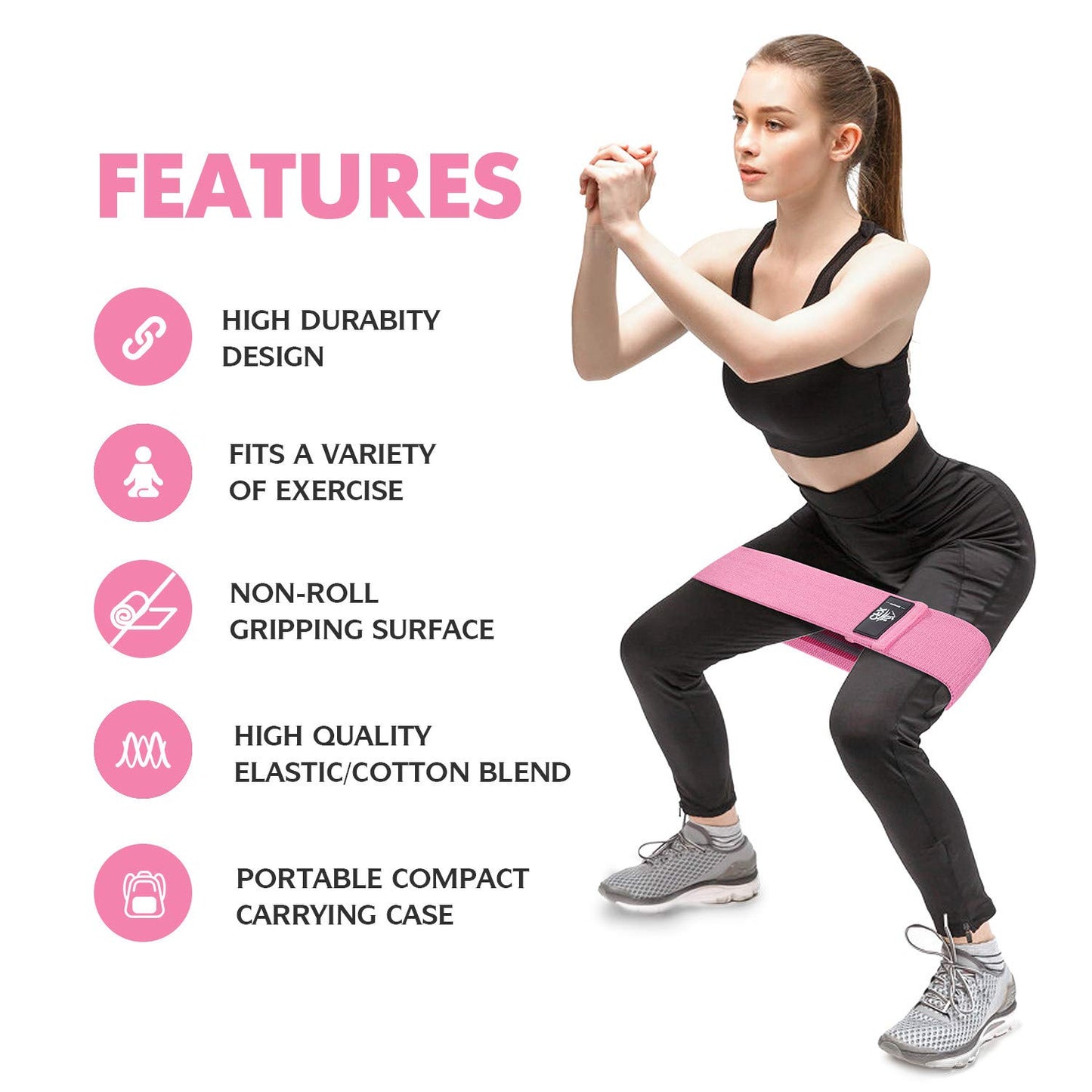 CFX Resistance Bands 3 Sets, Premium Exercise Loops with Non-Slip Design for HIPS & Glutes, 3 Resistance Level Workout Booty Bands for Women and Men