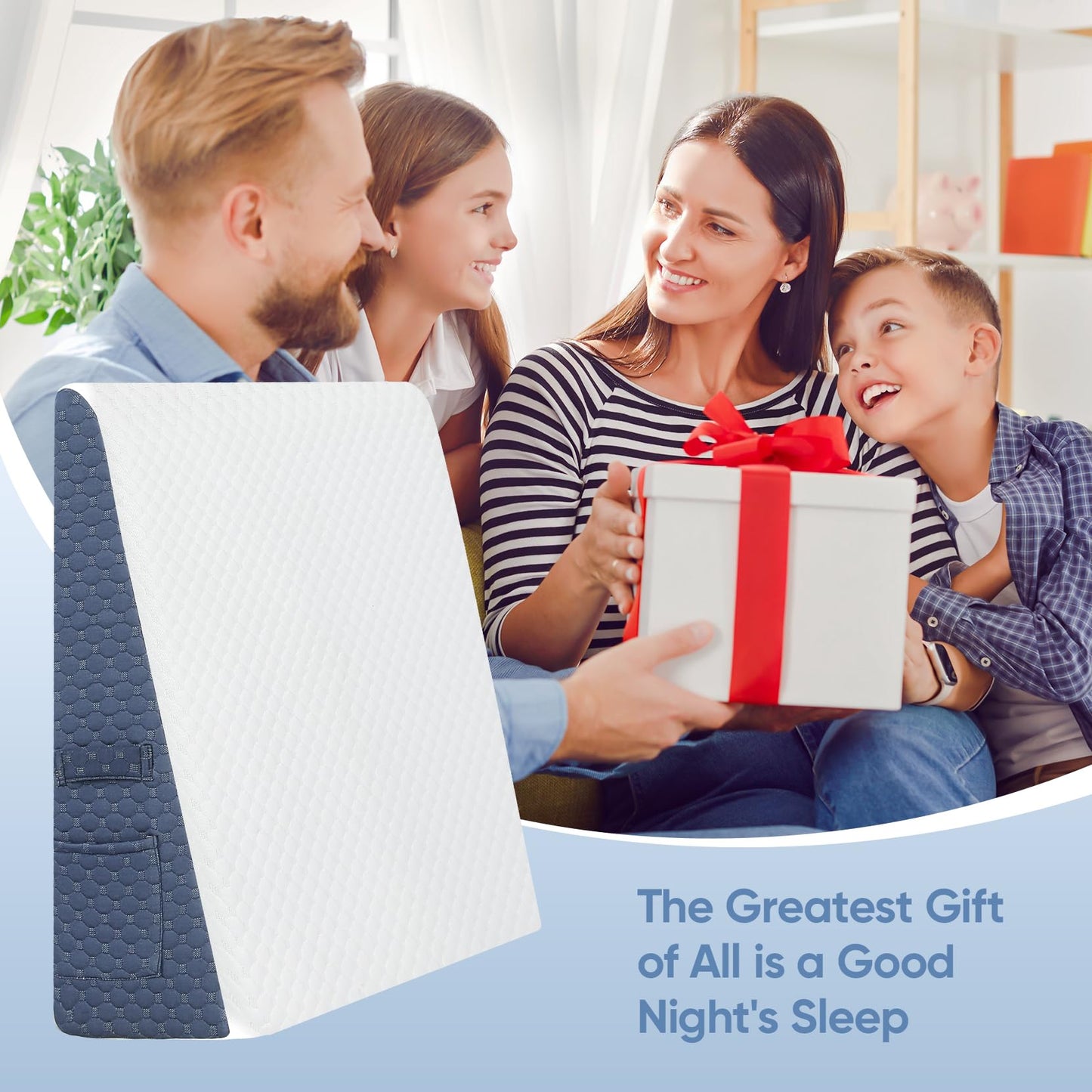 Wedge Pillows for Adults, 7.5 Inch Bed Wedge Pillow for Sleeping and Acid Reflux, Cooling-Gel Memory Foam Pillow Wedge for Post Surgery, Heartburn, GERD, Snoring, Triangle Pillow for Back Pain Relief