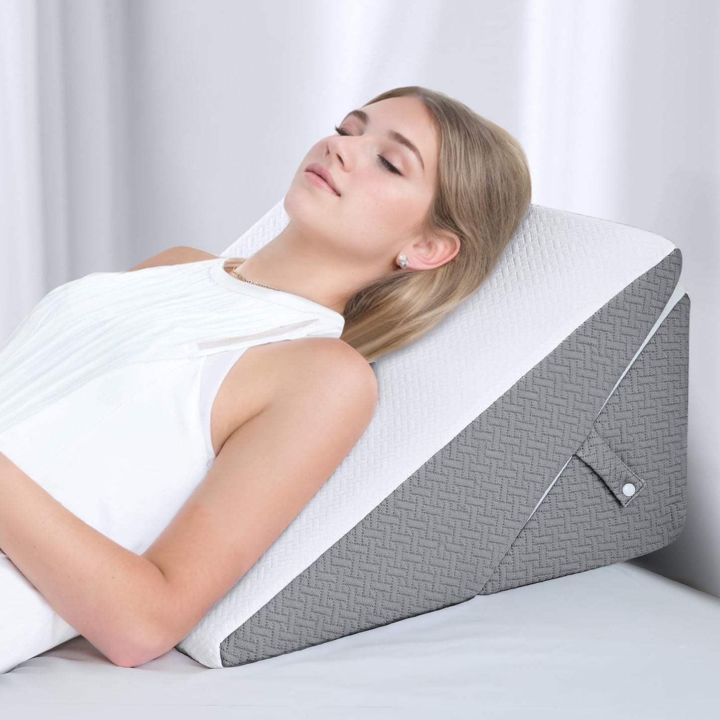 ROCYJULIN Wedge Pillow for Adults, Adjustable Bed Wedge Pillow for Sleeping, Acid Reflux, Heartburn, Gerd, Memory Foam Triangle Pillow Wedge for Recovering from Surgery, Dark Grey and White