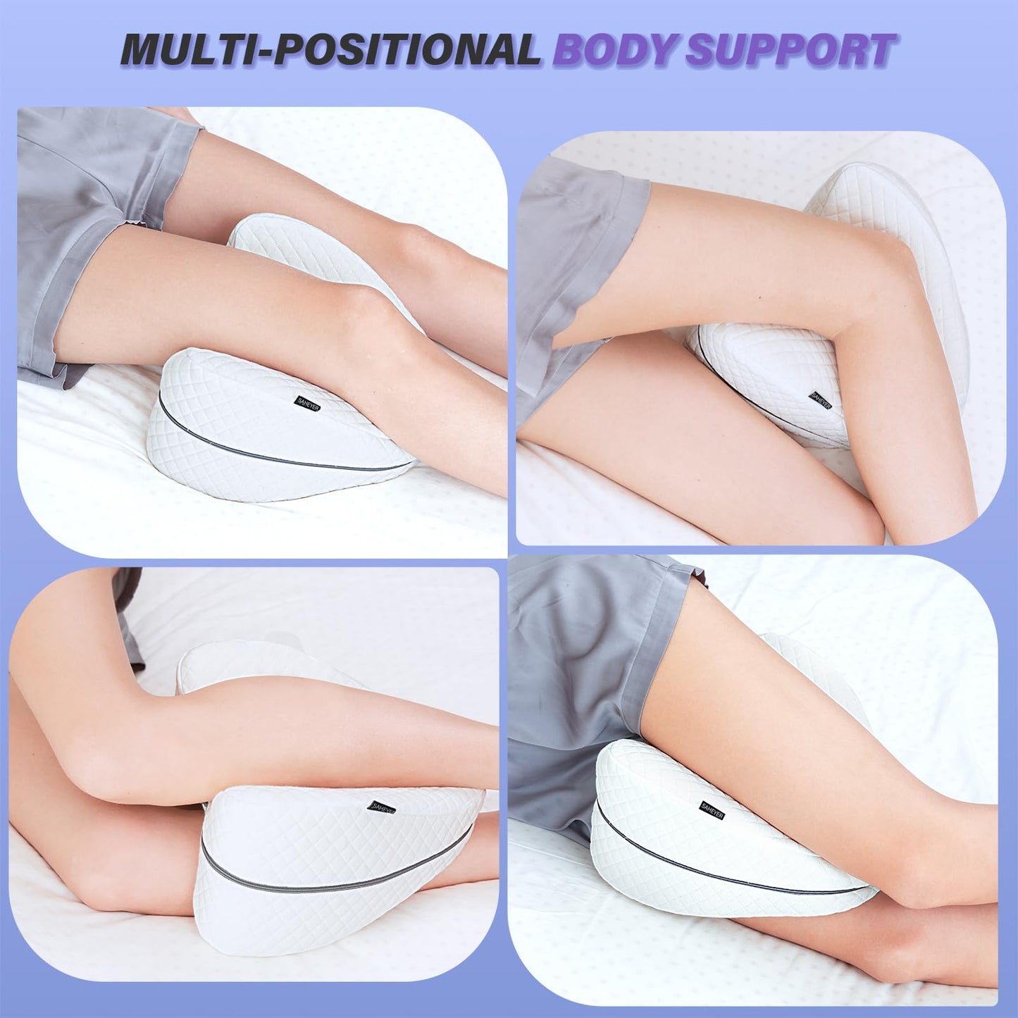 SAHEYER Knee Pillow, Soft Memory Foam Body Pillows, Heart Saped Hip Support Leg Pillow for Side Sleepers, Washable Cover Coussin Grossesse for Spine Alignment, Sciatica Reduce Pressure(White)