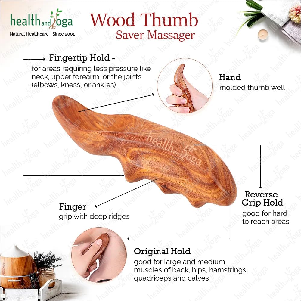 NatureSooth Handcrafted Wood Thumb Saver Massager - Effective Deep Tissue & Trigger Point Massager for Pain Relief - Skin Friendly and Earth-friendly