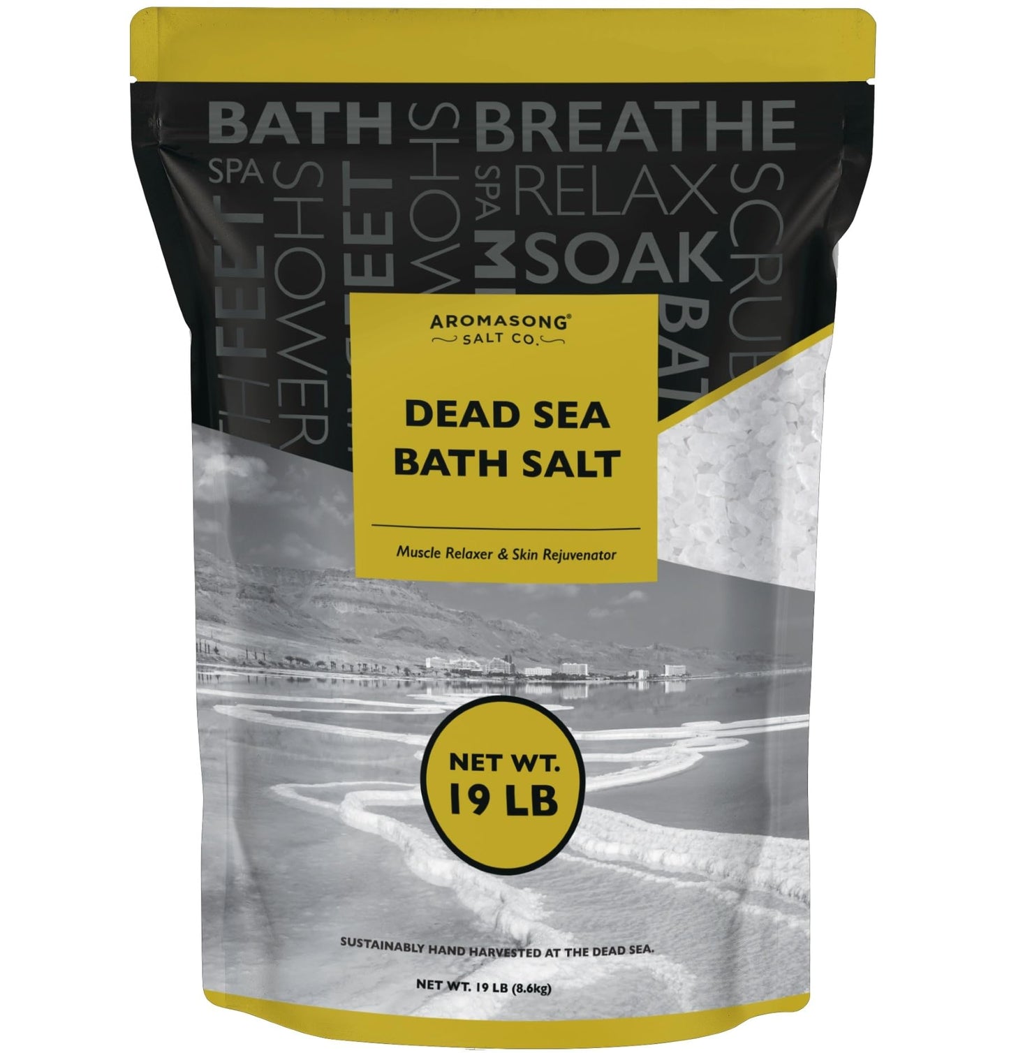 Dead Sea Salt - Spa Bath Salt - 19 Lbs Fine Grain Large Bulk Resealable Pack - 100% Pure & Natural - Used for Body wash Scrub - Soak for Women & Men for Skin Issues.