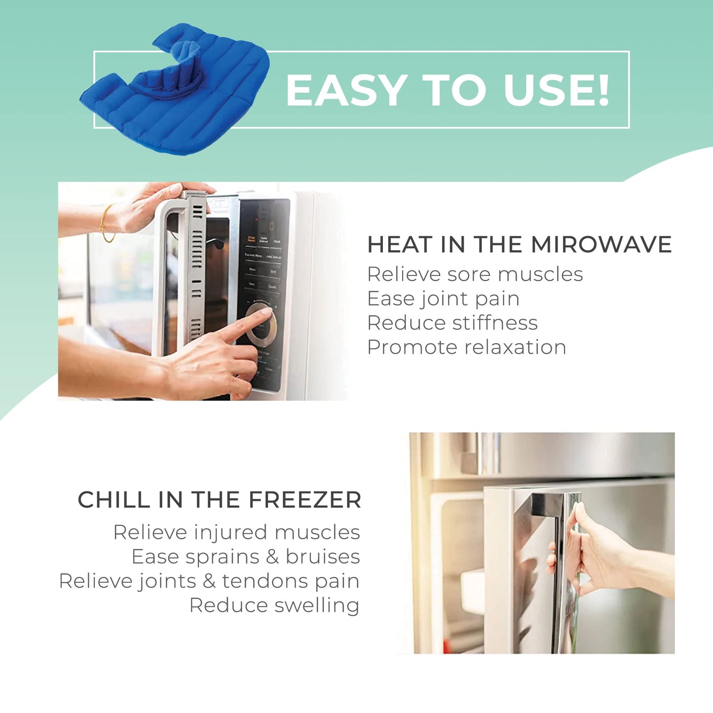 My Heating Pad Microwavable Neck and Shoulder Wrap Upper Torso Plus - Microwave Heating Pad for Neck and Shoulders - Portable Heating Pad, Large Heating Pad - Neck Wrap Microwavable - 1 Pack Blue