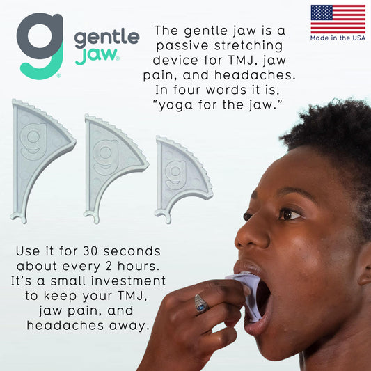 Pain Relief Device for TMJ, Grinding, Clenching, Headaches, Trismus & Bruxism caused by Tight Jaw Muscles. Use Gentle Jaw for Passive Stretching to Relax your Jaw Muscles; it is Yoga for the Jaw