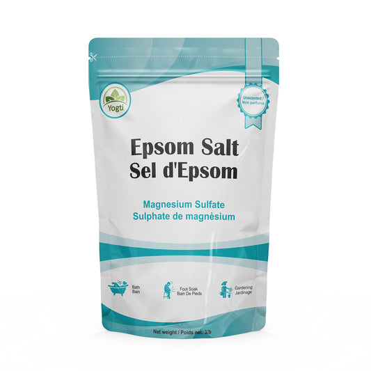 Yogti Epsom Salt, Premium Quality Bath Salt- Canadian Brand 3 pound, White, 1.3608 kg (Pack of 1) - Package May Vary