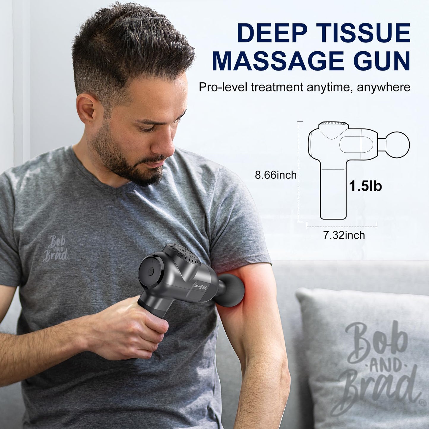 BOB AND BRAD C2 Massage Gun, Powerful Massager Gun for Athletes, Percussion Massage Gun, Portable Hand held Electric Massager for Back, Gifts for Men Women