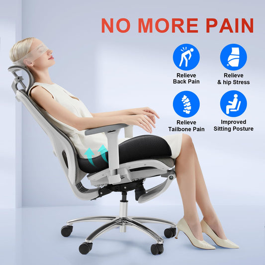 Benazcap X Large Memory Seat Cushion for Office Chair Ergonomic Cushions Butt Pillow for Pressure Relief Sciatica & Pain Relief Memory Foam for Long Sitting for Gaming Chair and Car Seat