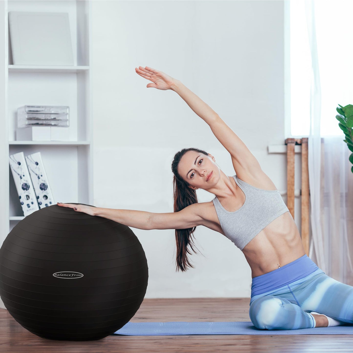 BalanceFrom Anti-Burst and Slip Resistant Exercise Ball Yoga Ball Fitness Ball Birthing Ball with Quick Pump, 2,000-Pound Capacity