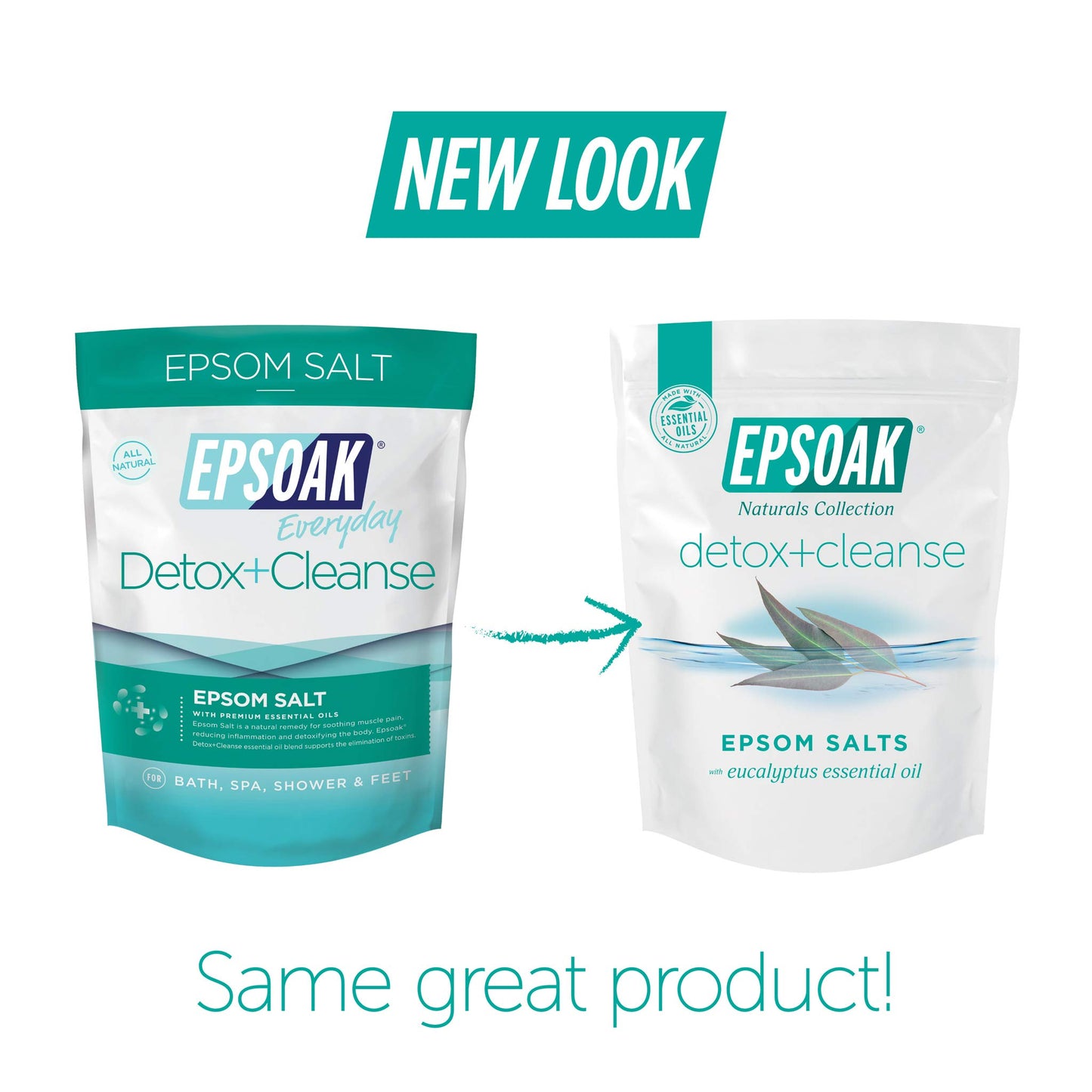Epsoak Everyday Epsom Salts - 2 lbs. Detox + Cleanse Bath Salts - Scented Epsom Salt for Bath, Spa, Shower Feet