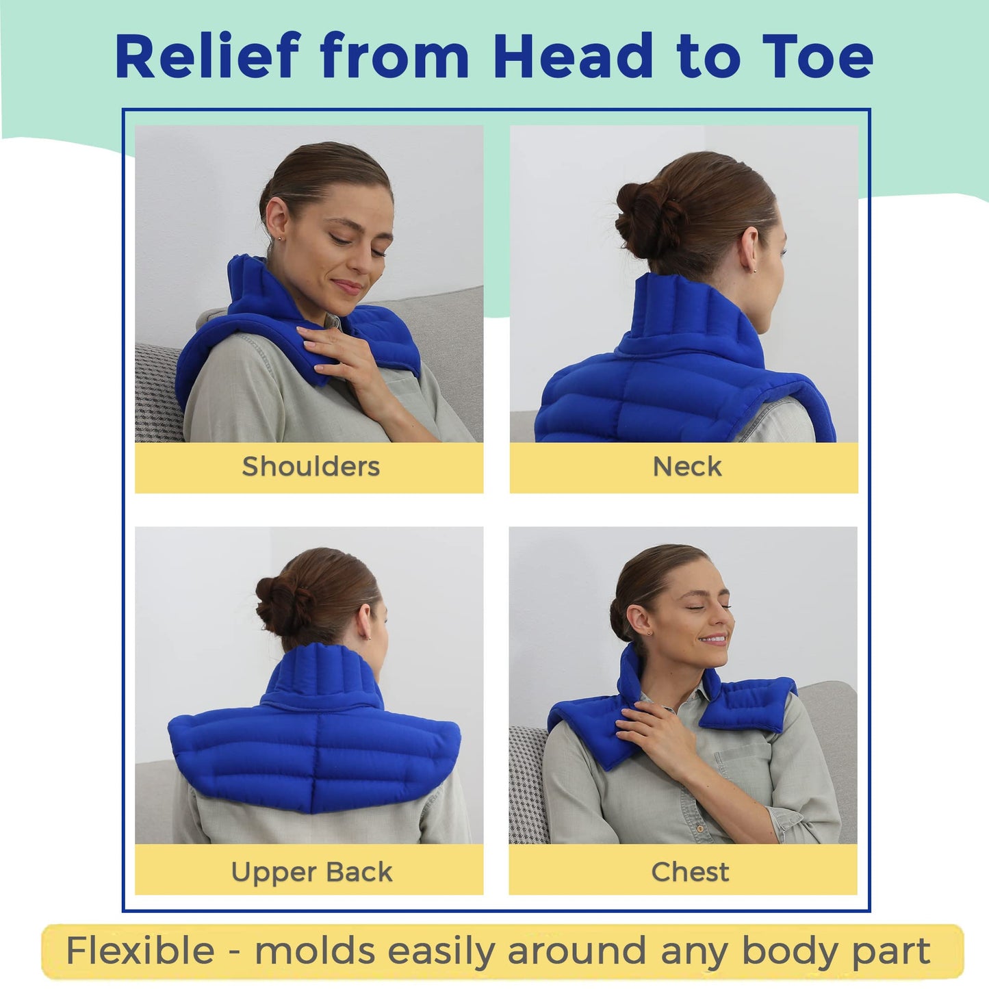 My Heating Pad Microwavable Neck and Shoulder Wrap Upper Torso Plus - Microwave Heating Pad for Neck and Shoulders - Portable Heating Pad, Large Heating Pad - Neck Wrap Microwavable - 1 Pack Blue
