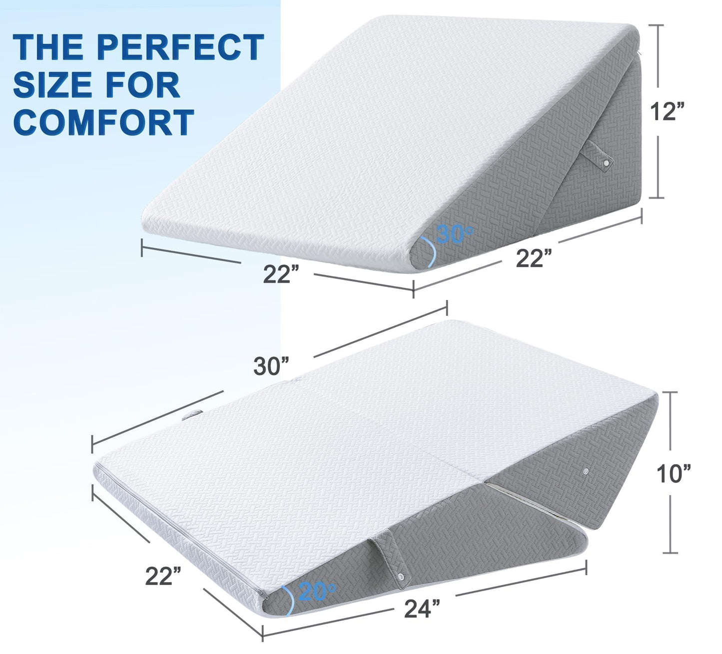ROCYJULIN Wedge Pillow for Adults, Adjustable Bed Wedge Pillow for Sleeping, Acid Reflux, Heartburn, Gerd, Memory Foam Triangle Pillow Wedge for Recovering from Surgery, Dark Grey and White