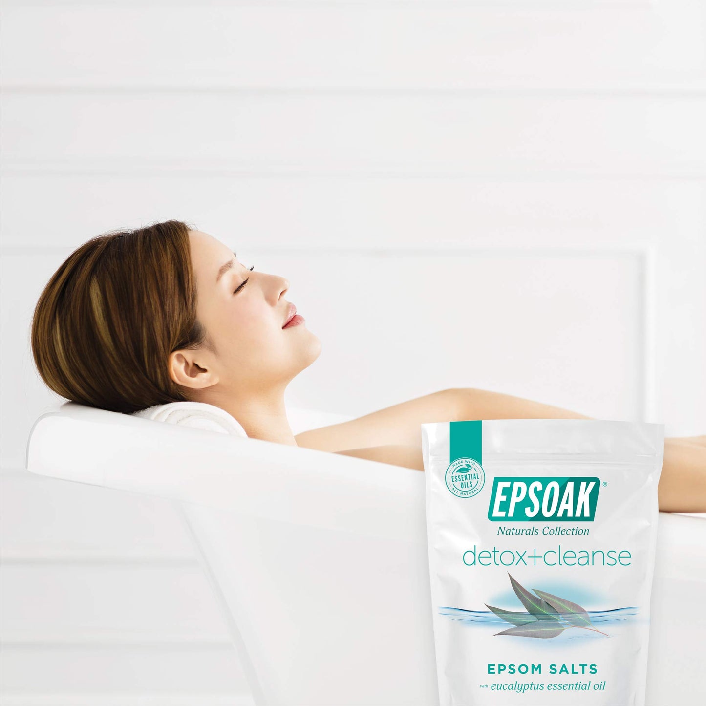 Epsoak Everyday Epsom Salts - 2 lbs. Detox + Cleanse Bath Salts - Scented Epsom Salt for Bath, Spa, Shower Feet