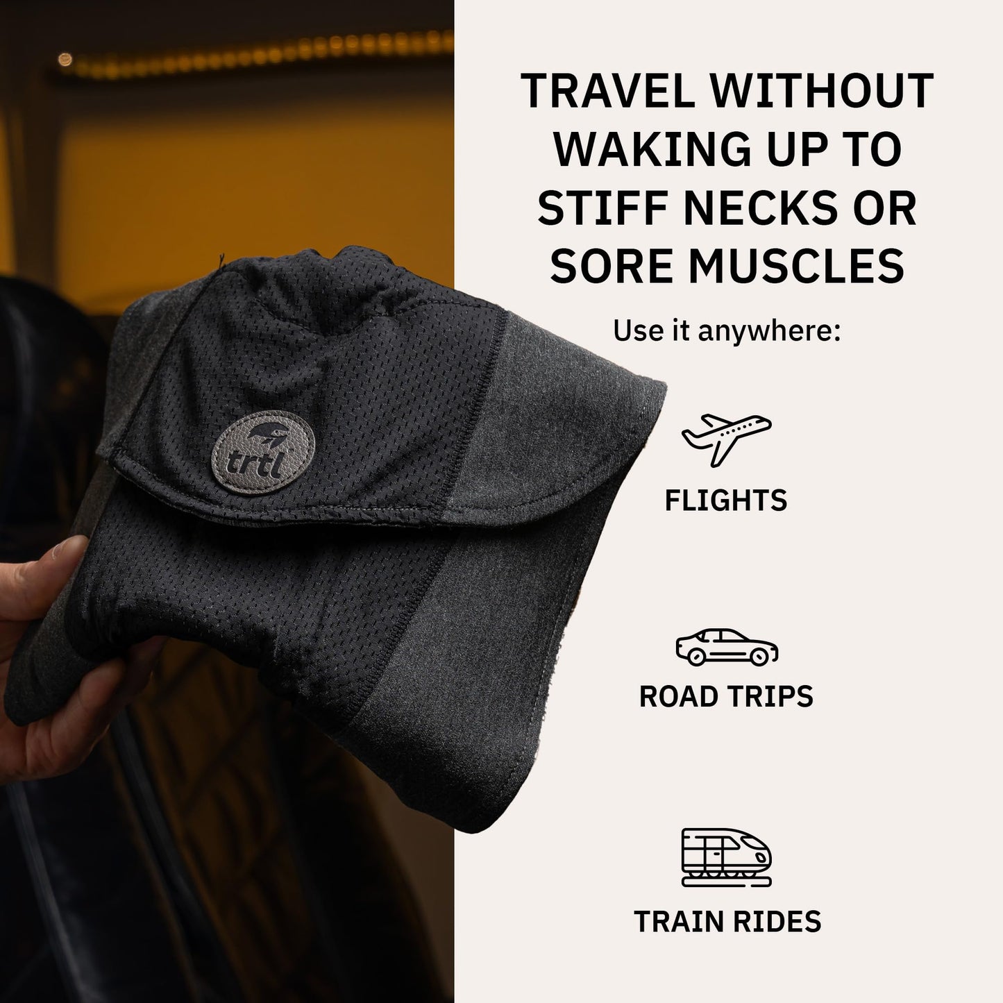 trtl Travel Pillow Cool for Neck Support- Cooling Neck Pillow with Cushioning Foam for Stability and Comfort, Breathable Fabric, Lightweight and Easy to Carry