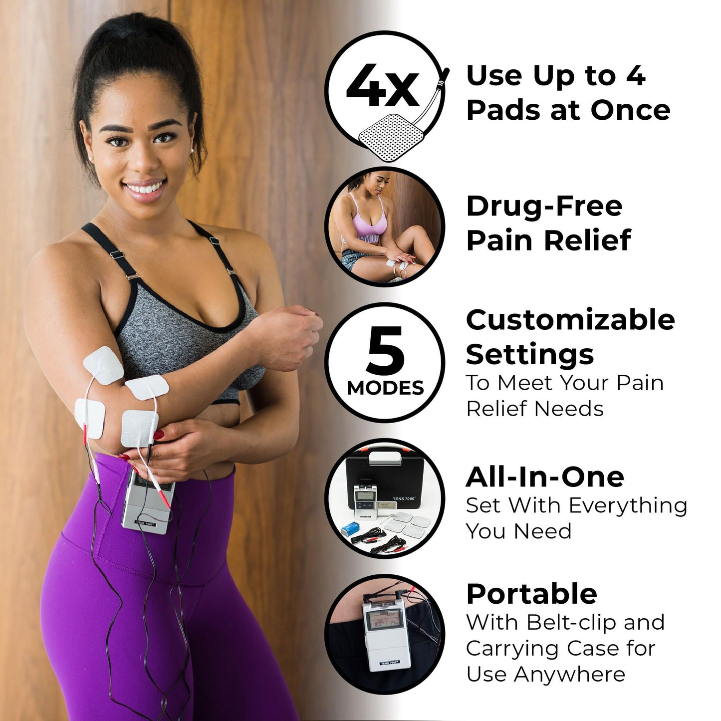 TENS 7000 Digital TENS Machine - for Back Pain, Neck Pain, General Pain Relief, Sciatica Pain Relief, Muscle Pain Relief