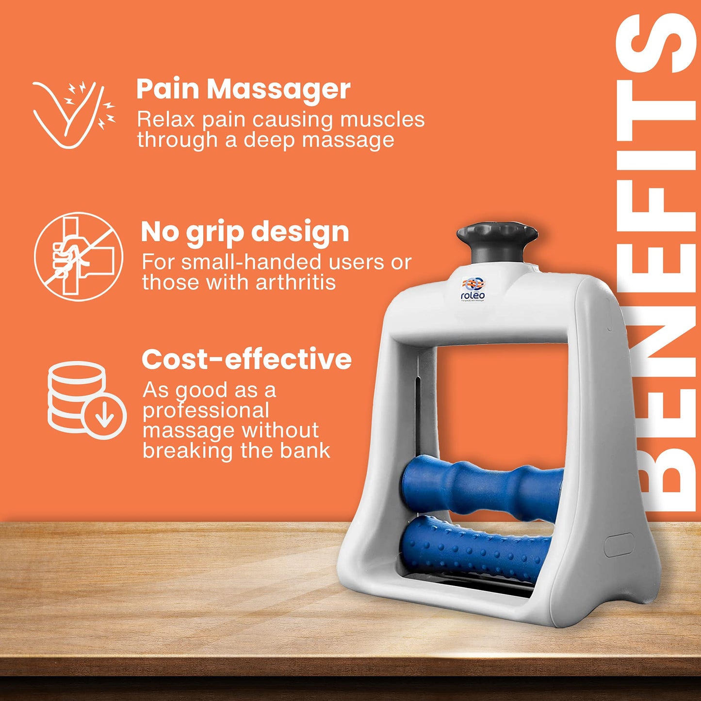 Roleo Tennis Elbow Trigger Point Massager - Arm Massager for Tennis Elbow Treatment and Golfer's Elbow Treatment - The Carpal Solution Forearm and Hand Massager for Muscle Pain Relief